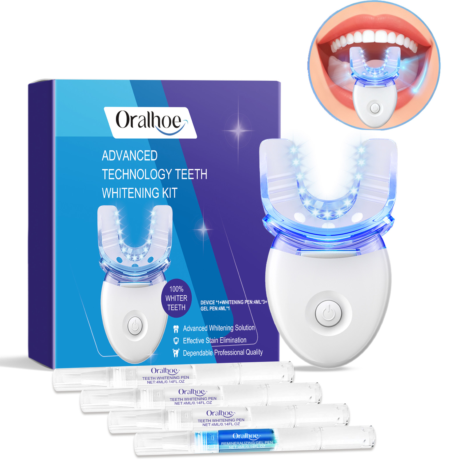 Teeth Whitening With Blue Light - Kit professionnel de lumière LED de